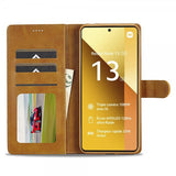 Lc.Imeeke Xiaomi Redmi Note 13 5G Etui med Kortrum Stativfunktion Lysebrun