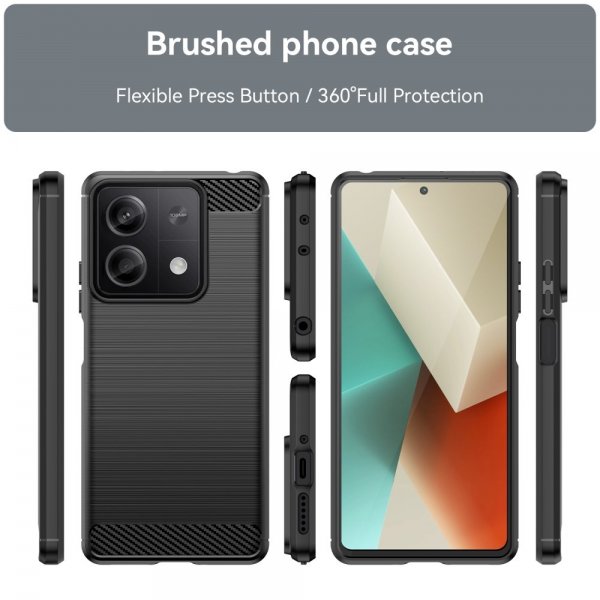 Xiaomi Redmi Note 13 5G Cover Børstet Kulfibertekstur Sort