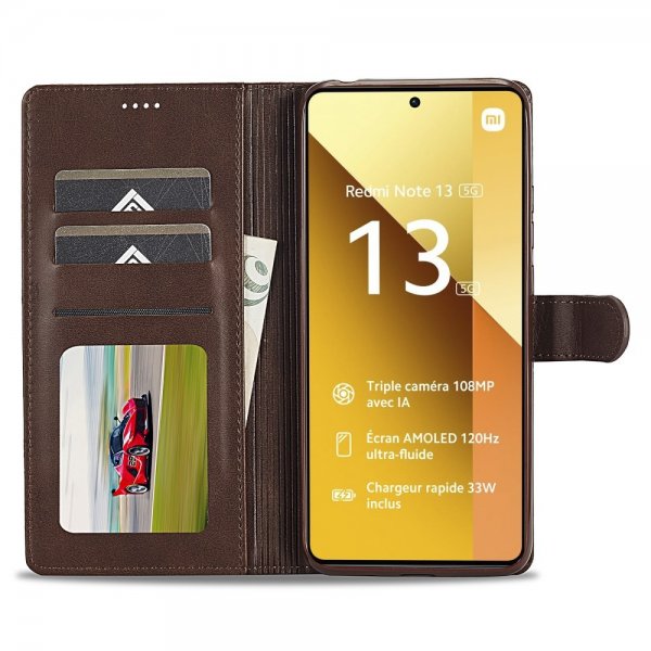 Lc.Imeeke Xiaomi Redmi Note 13 Pro 5G Etui med Kortlomme Standfunktion Brun