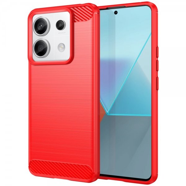 Xiaomi Redmi Note 13 Pro 5G Cover Børstet Kulfibertekstur Rød