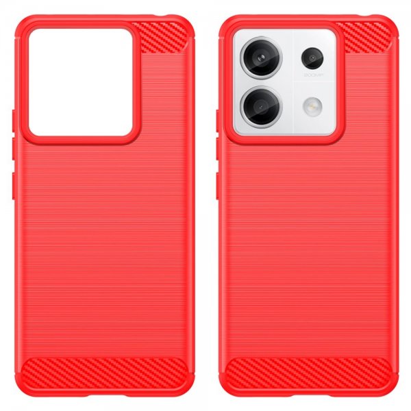Xiaomi Redmi Note 13 Pro 5G Cover Børstet Kulfibertekstur Rød
