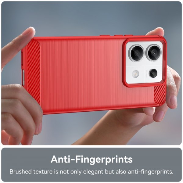 Xiaomi Redmi Note 13 Pro 5G Cover Børstet Kulfibertekstur Rød