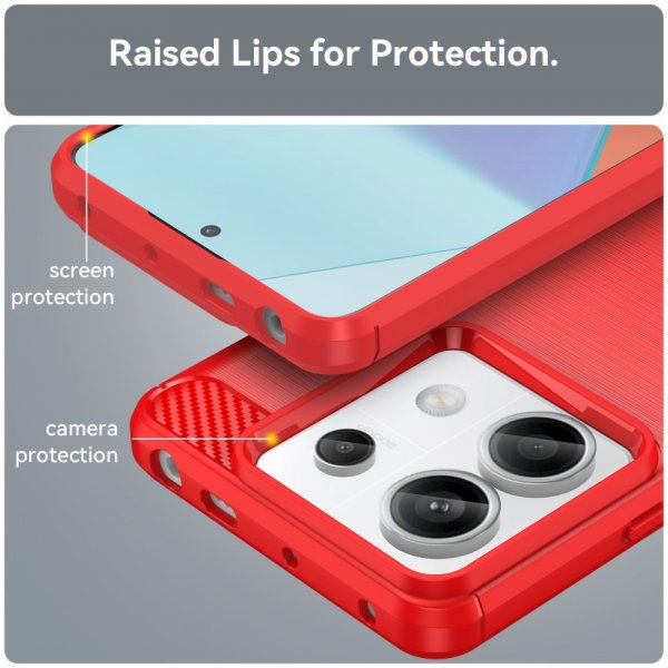 Xiaomi Redmi Note 13 Pro 5G Cover Børstet Kulfibertekstur Rød
