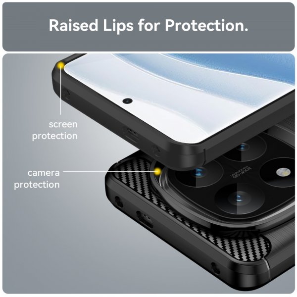Xiaomi Redmi Note 14 Pro Plus 5G Cover Børstet Kulfibertekstur Sort