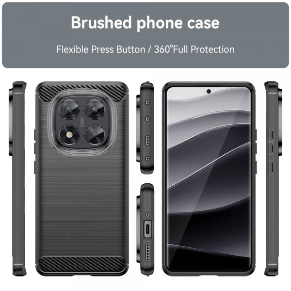 Xiaomi Redmi Note 14 Pro 5G Cover Børstet Kulfibertekstur Sort